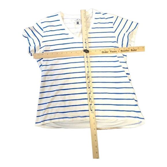 Blue Mountain Striped V Neck Tee Shirt - Picture 3 of 5